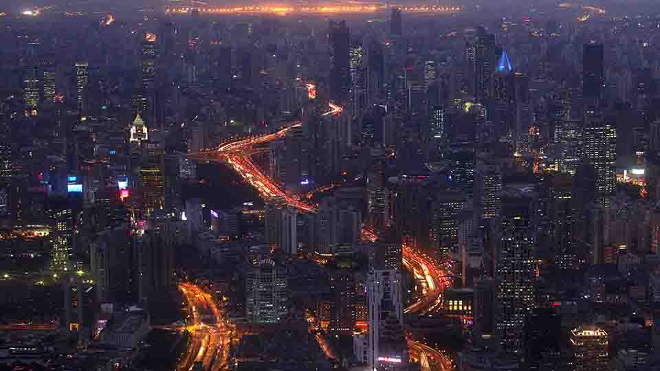 Regulatory compliance management. A view of the city skyline from the Shanghai Financial Center building, October 25, 2011.
