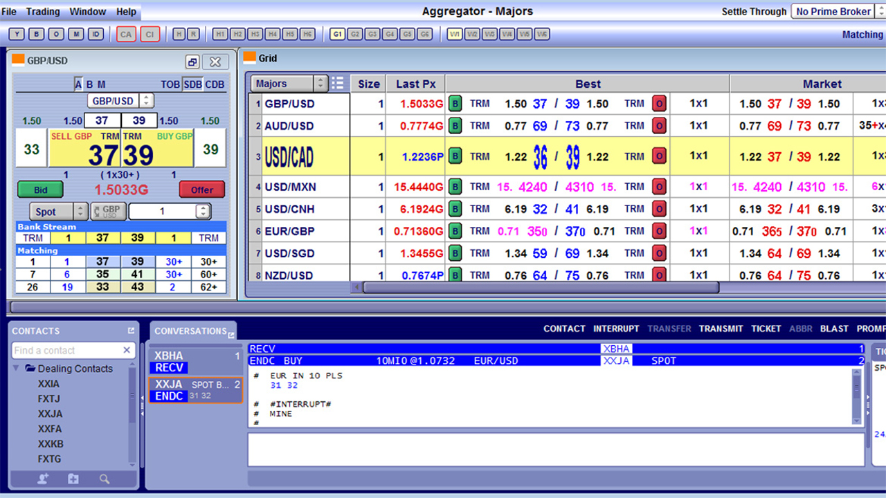 FX trading with trade matching and dealing