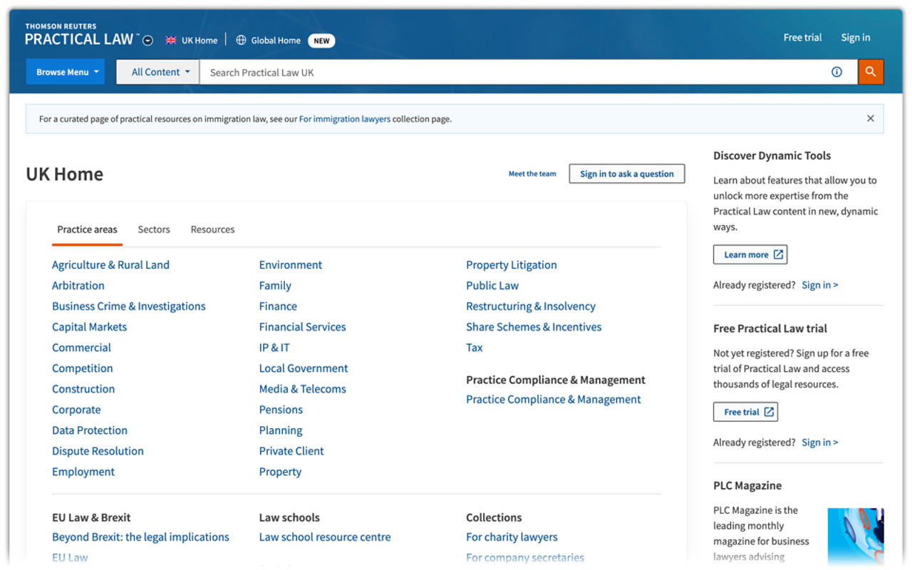 Practical Law screenshot