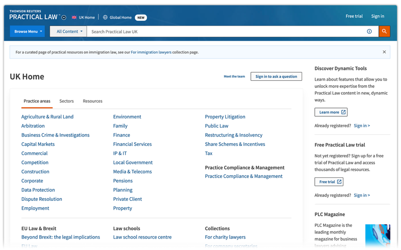 Practical Law screenshot