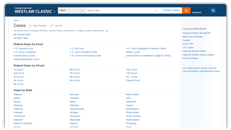 Westlaw Classic: Caselaw